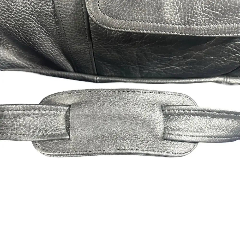 Caroll Black Leather Briefcase Laptop Work Bag with Shoulder Strap